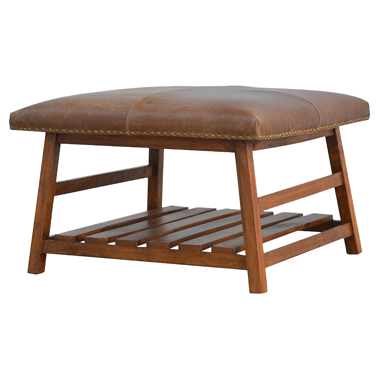 Buffalo Hide Square Foot Stool - Image 3