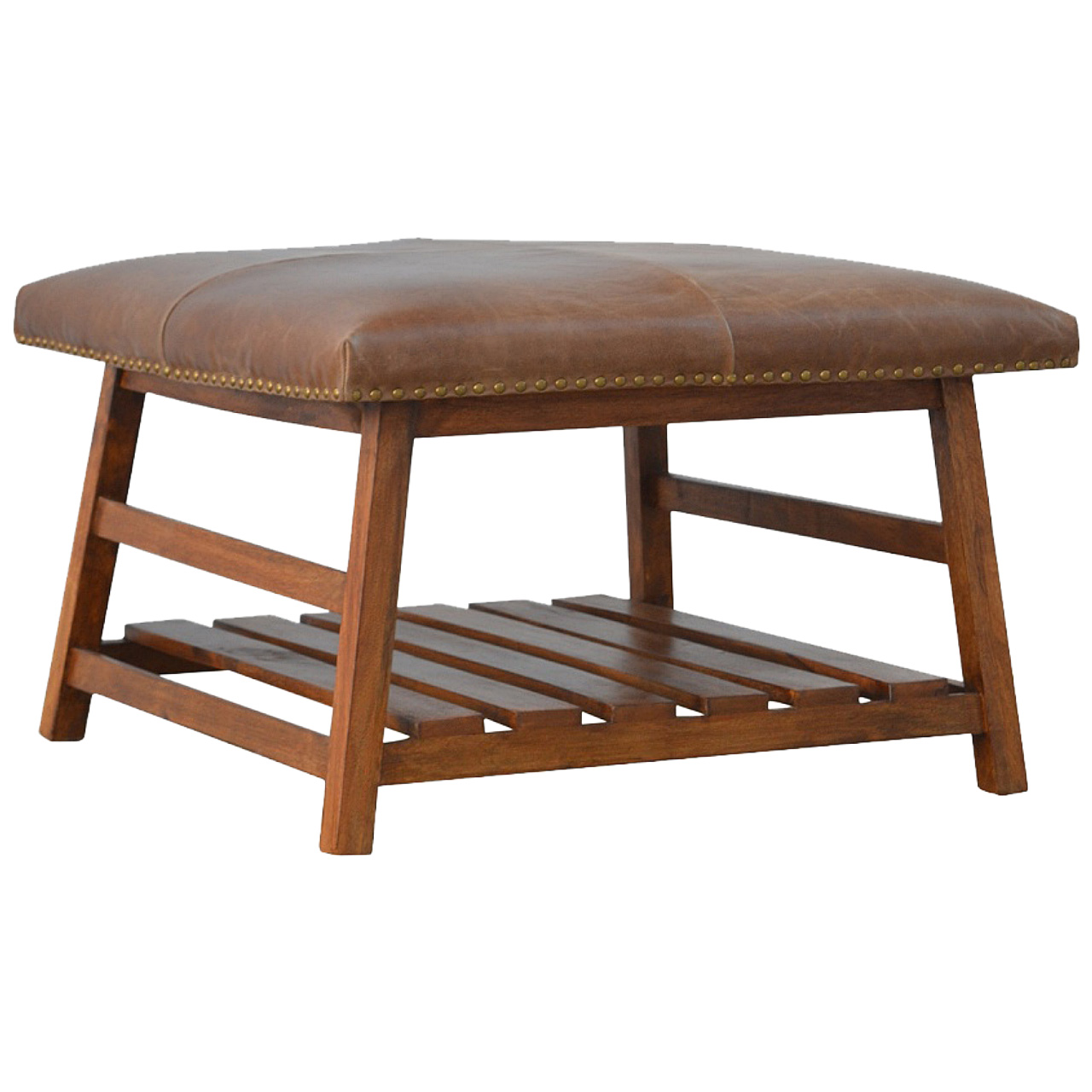 Buffalo Hide Square Foot Stool - Image 2