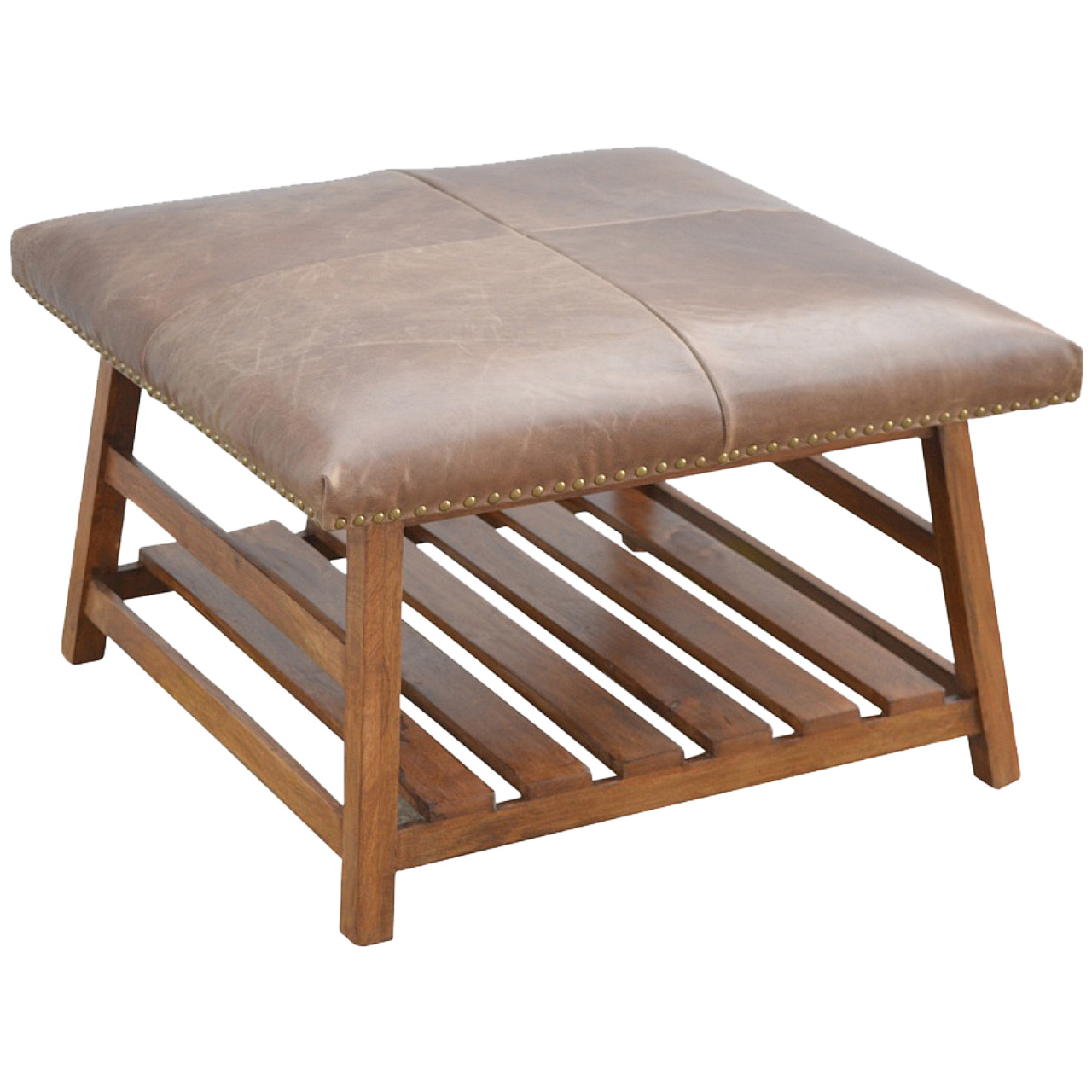 Buffalo Hide Square Foot Stool - Image 4