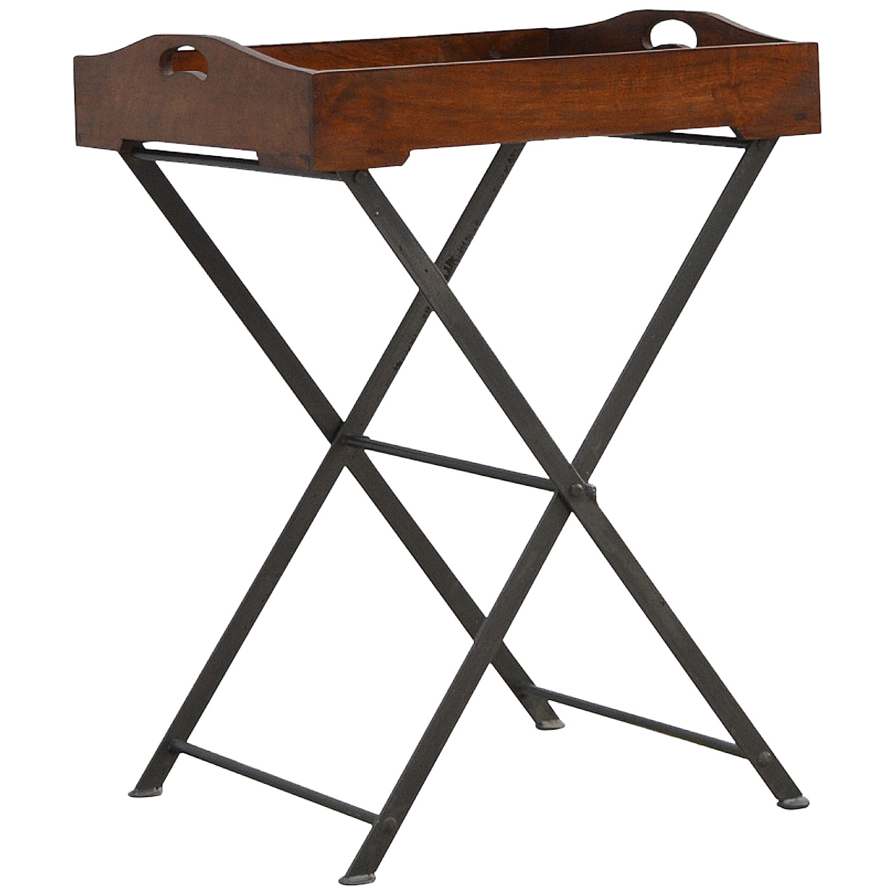 Wood Tray With Cross Iron Base - Image 3