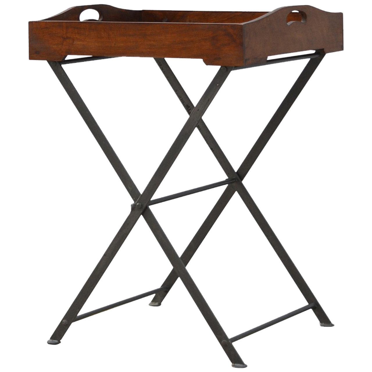 Wood Tray With Cross Iron Base - Image 2