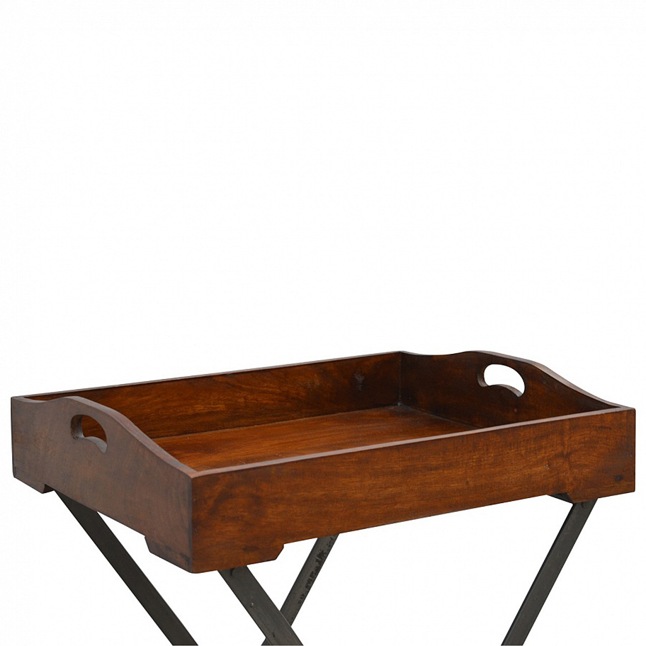 Wood Tray With Cross Iron Base - Image 4
