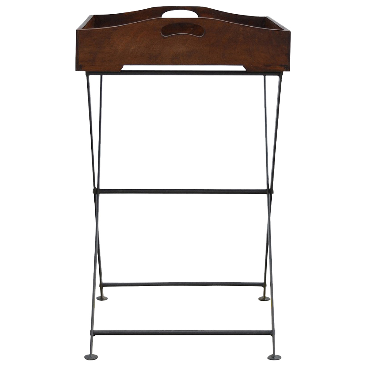 Wood Tray With Cross Iron Base - Image 7