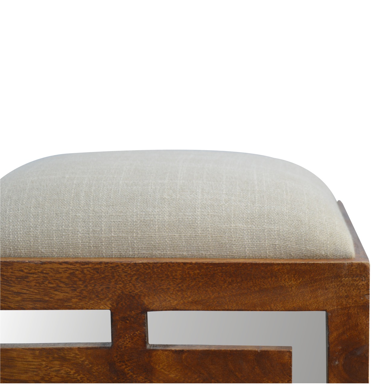 Carved Linen Seat Footstool - Image 4