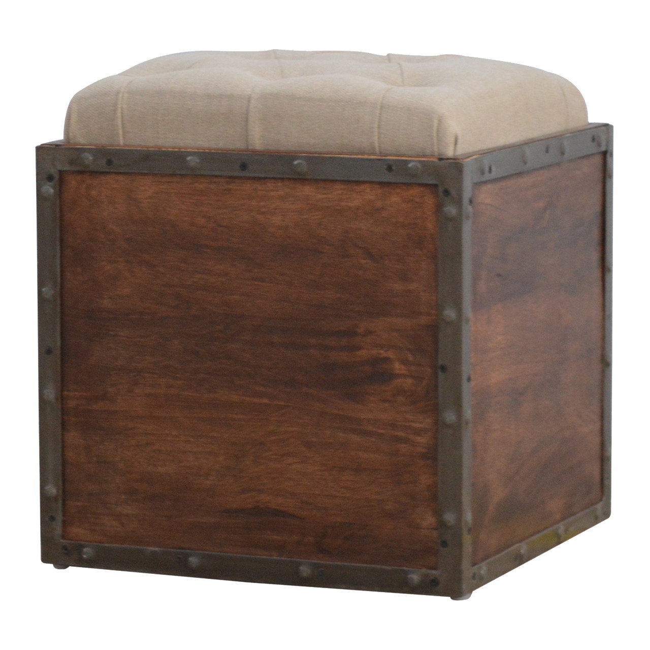 Iron Padded Storage Footstool - Image 2