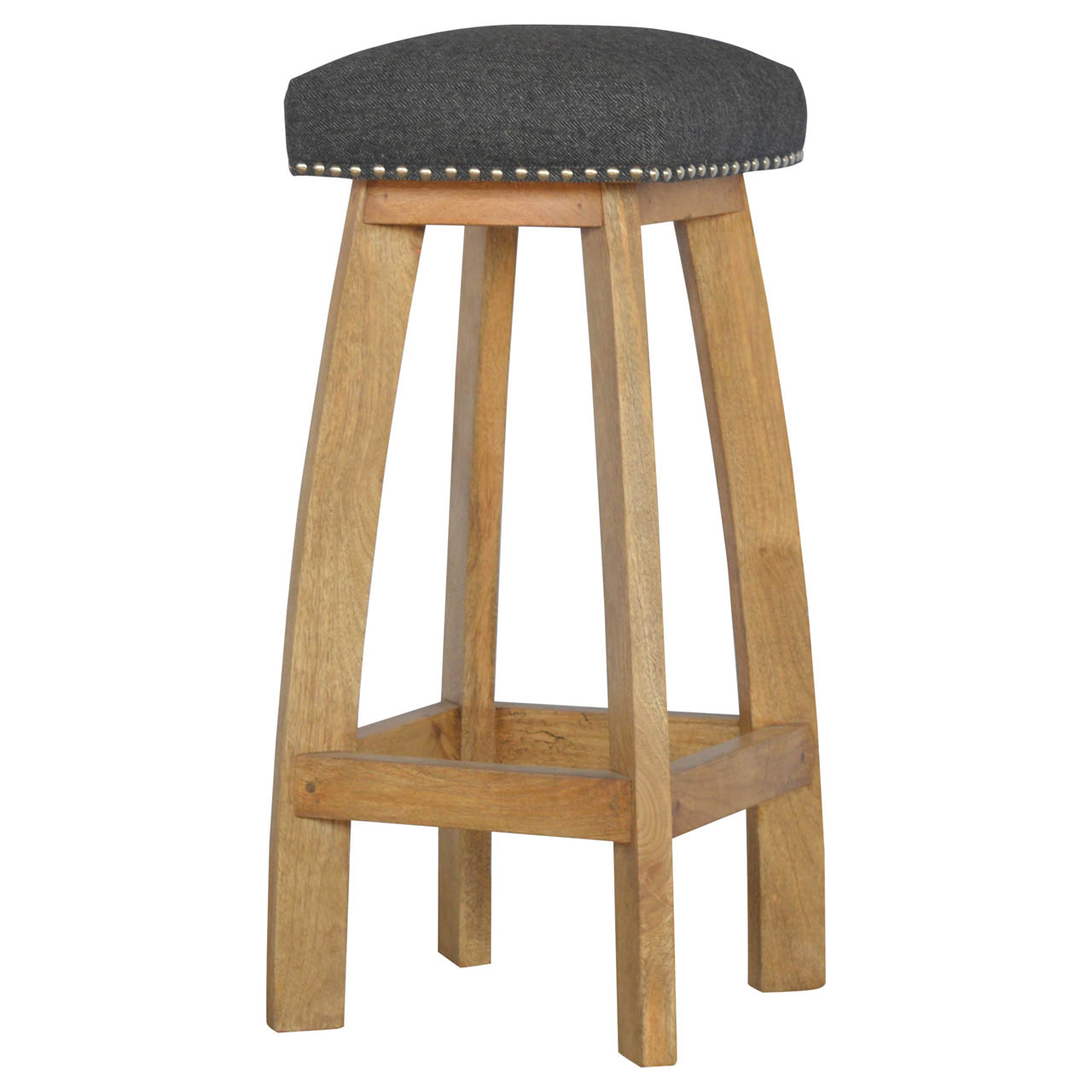 Black Tweed Studded Bar Stool - Image 2