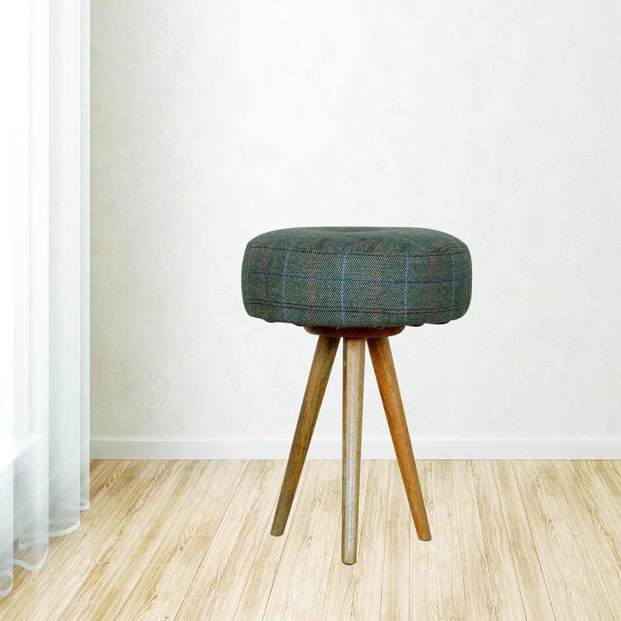 Tripod Stool with Tweed Seat Pad - Image 6