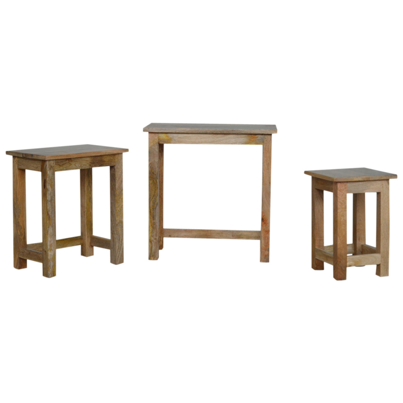 Country Solid Wood Stool Set of 3 - Image 3