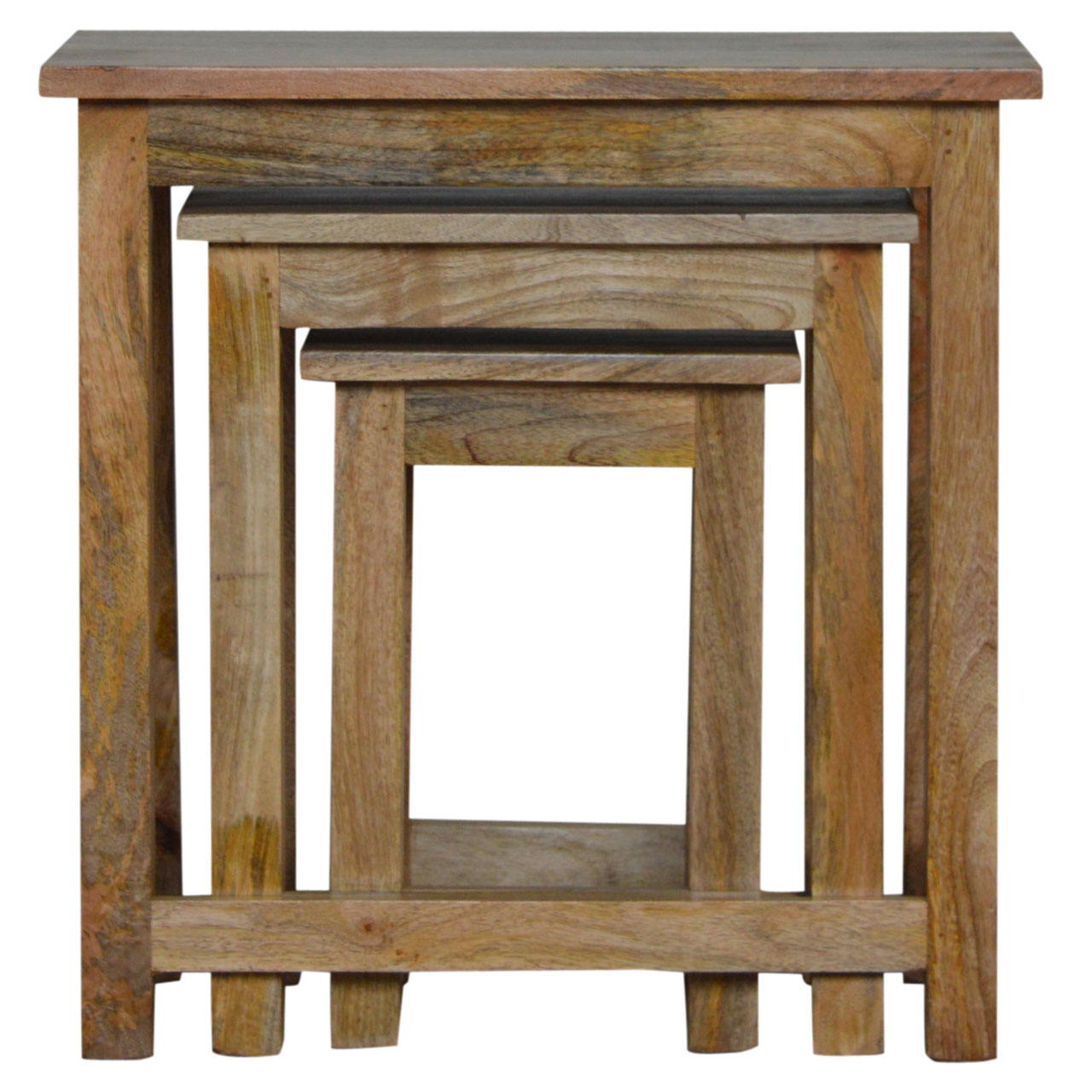 Country Solid Wood Stool Set of 3 - Image 2