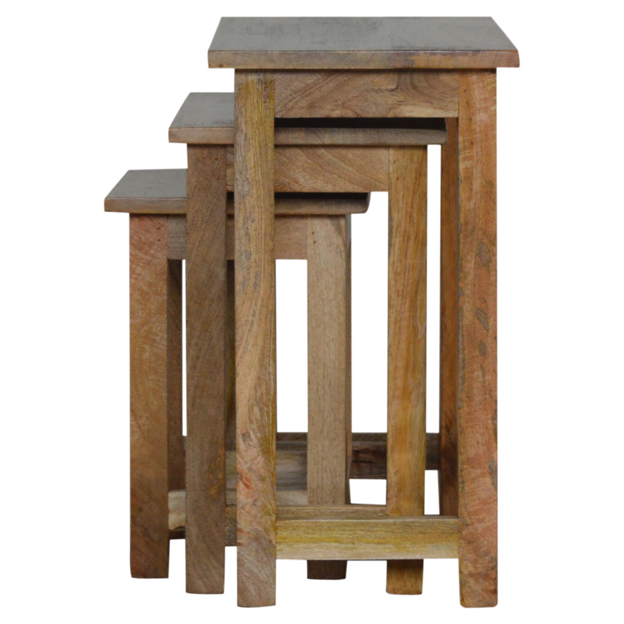 Country Solid Wood Stool Set of 3 - Image 4