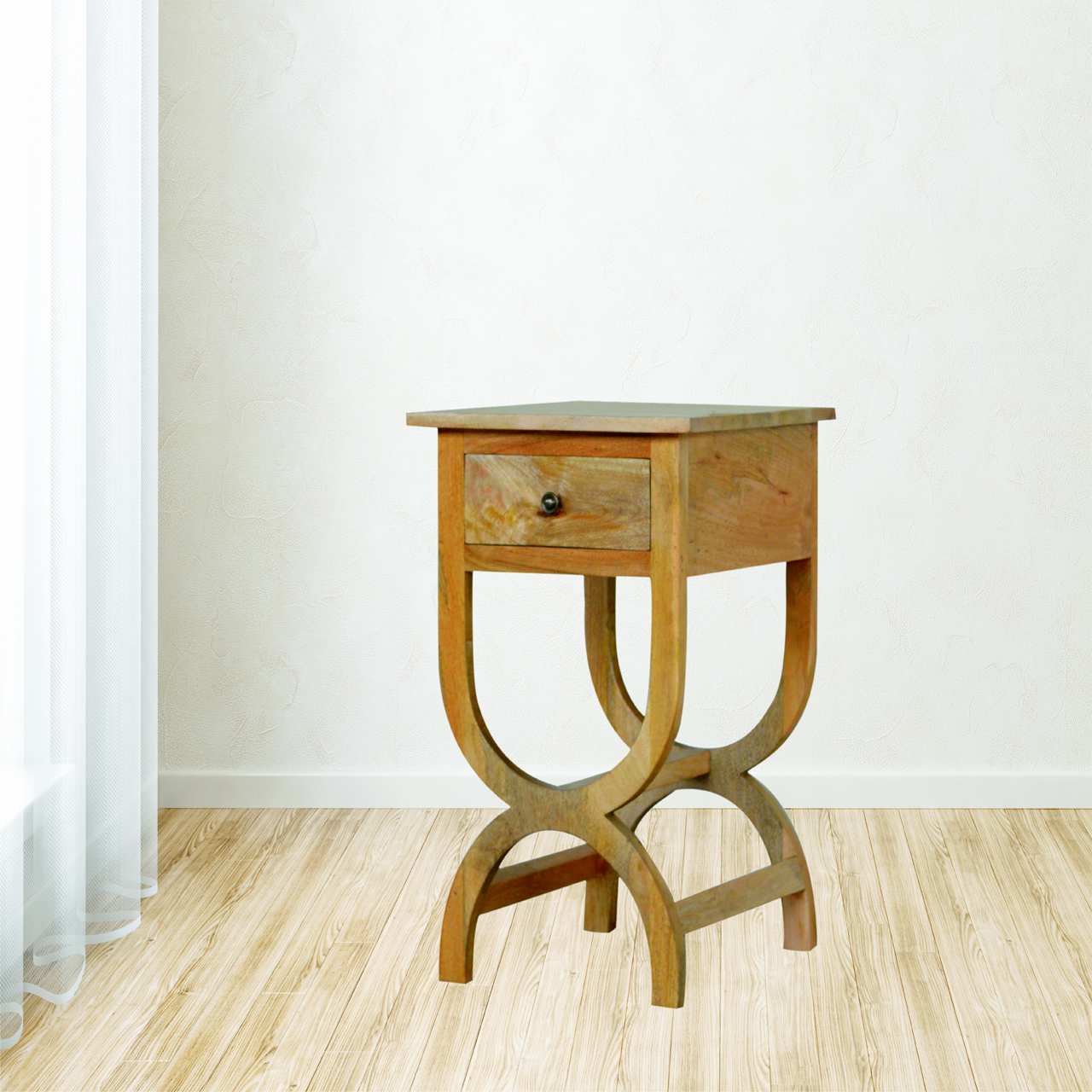 Oak-ish Serpentine Bedside - Image 6