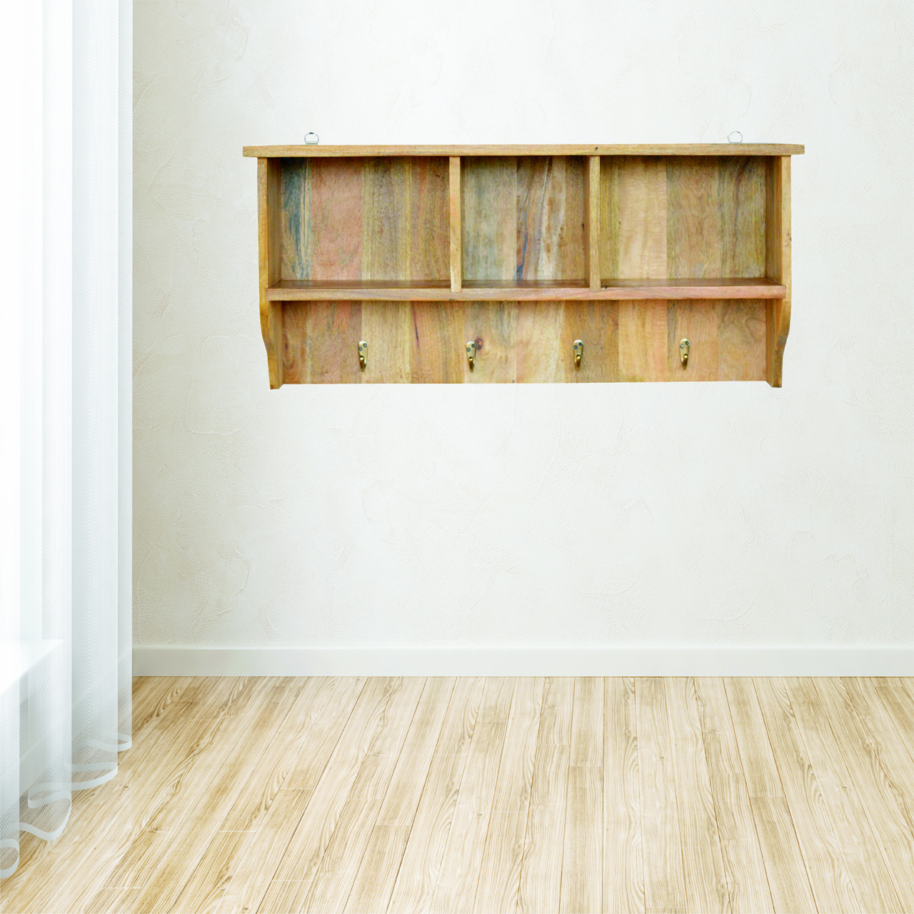 Floating Coat Rack with 3 Shelves - Image 2