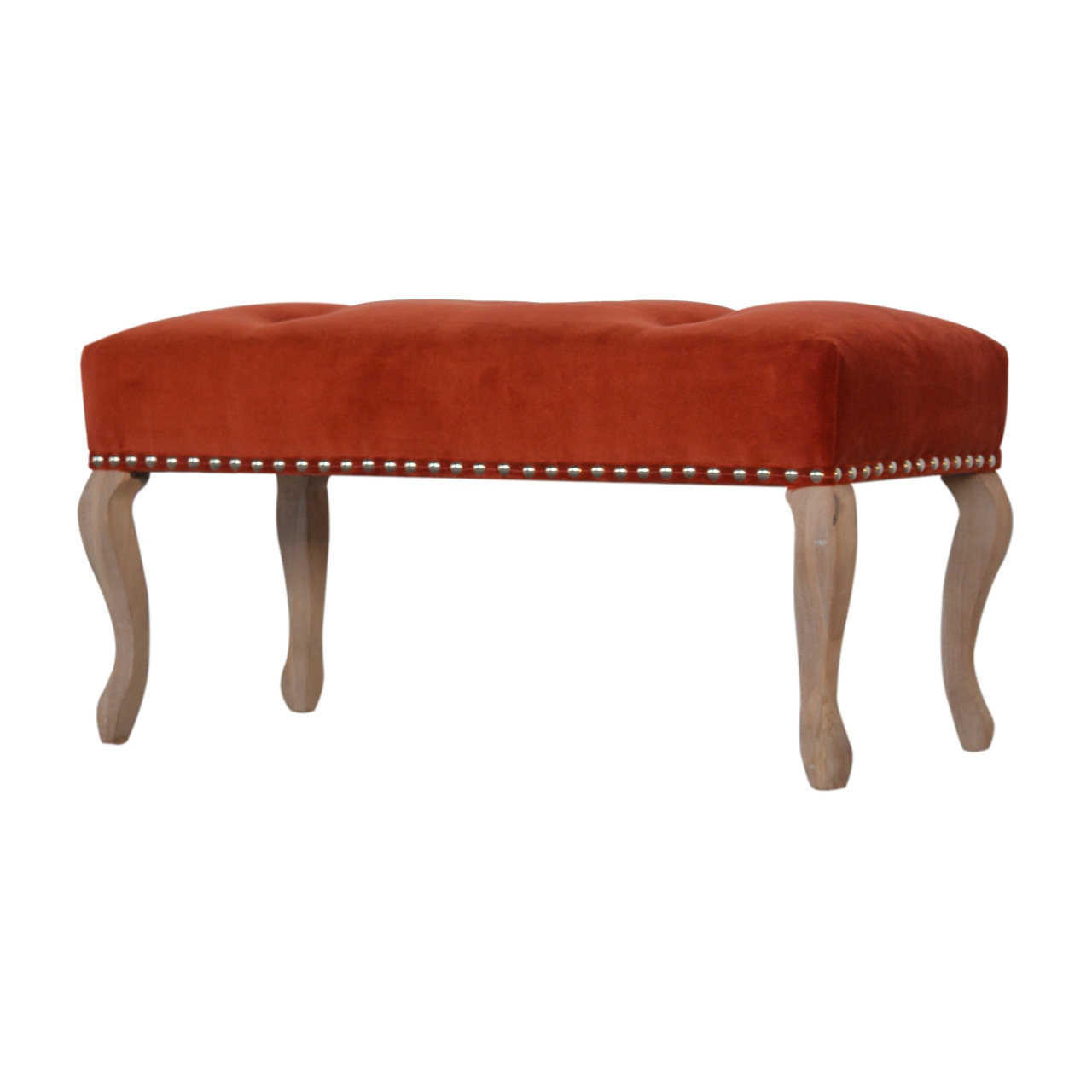 French Style Rust Velvet Bench - Image 4