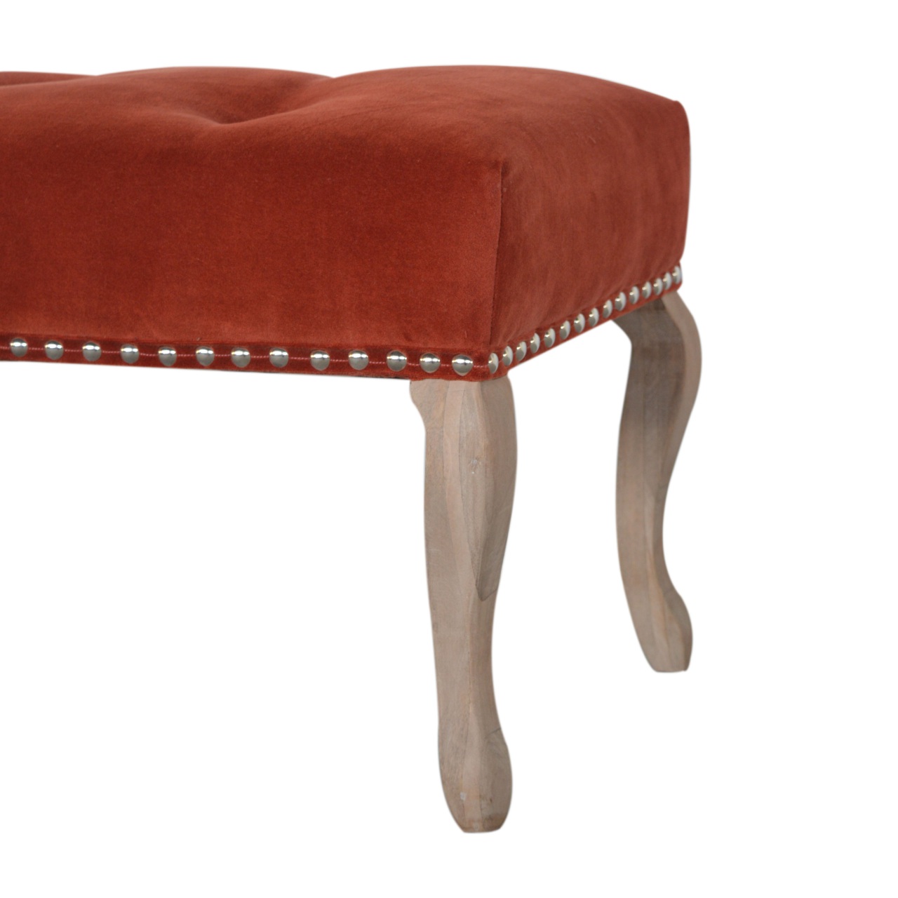 French Style Rust Velvet Bench - Image 5