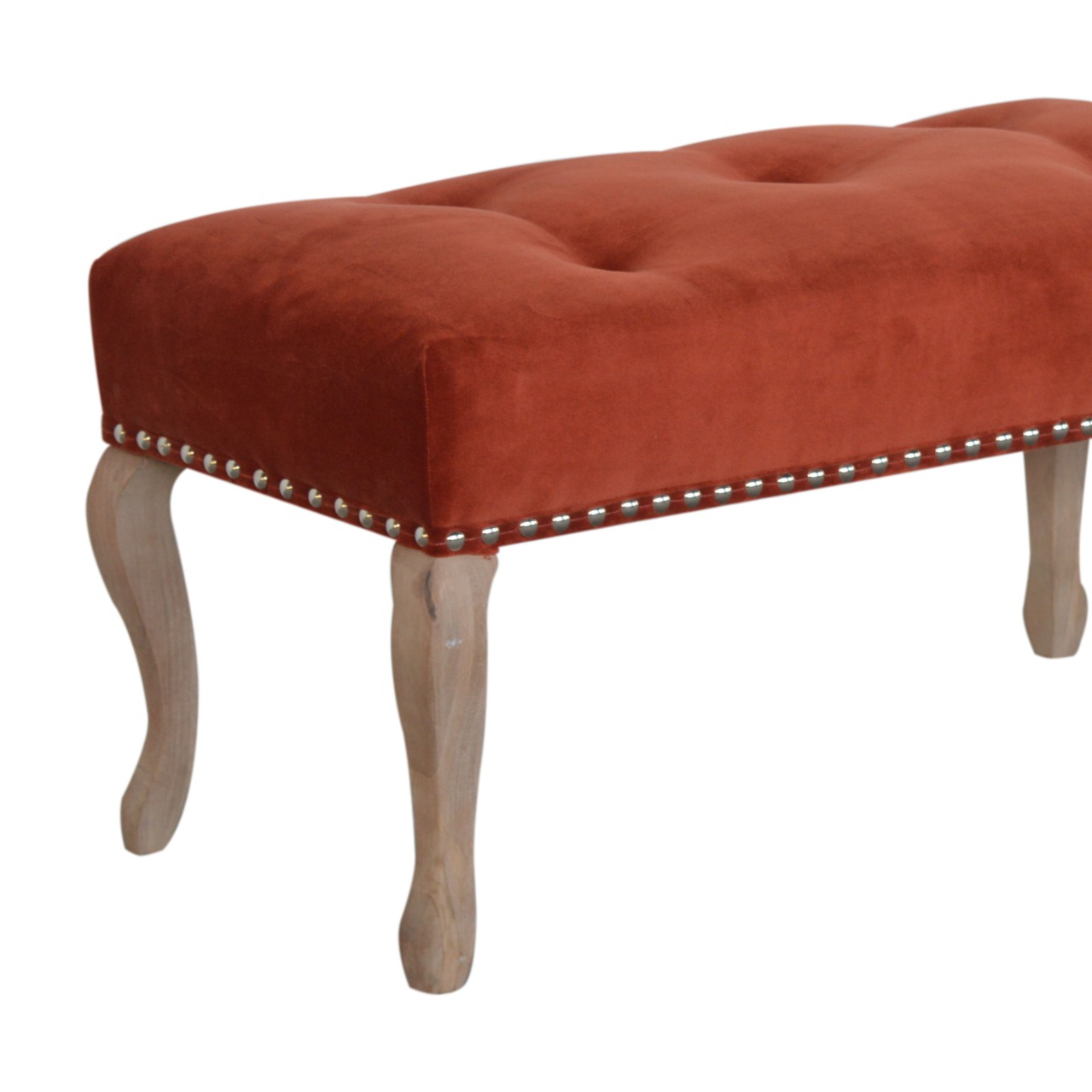 French Style Rust Velvet Bench - Image 7