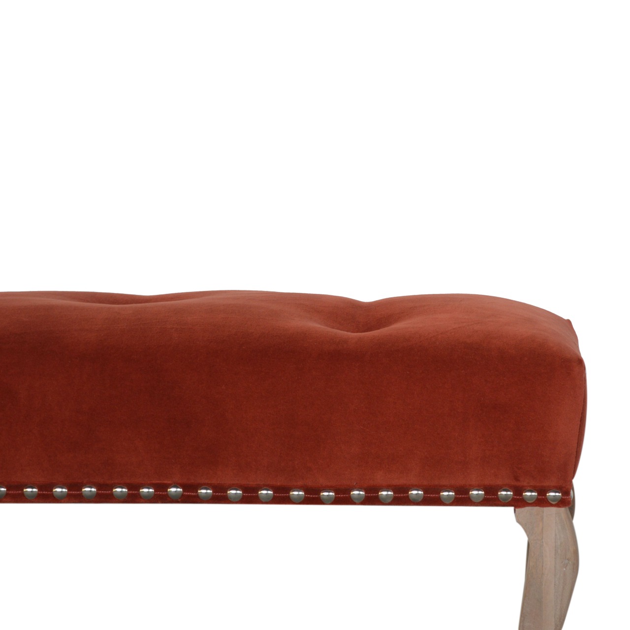 French Style Rust Velvet Bench - Image 8