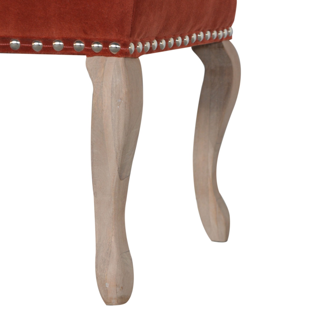 French Style Rust Velvet Bench - Image 9