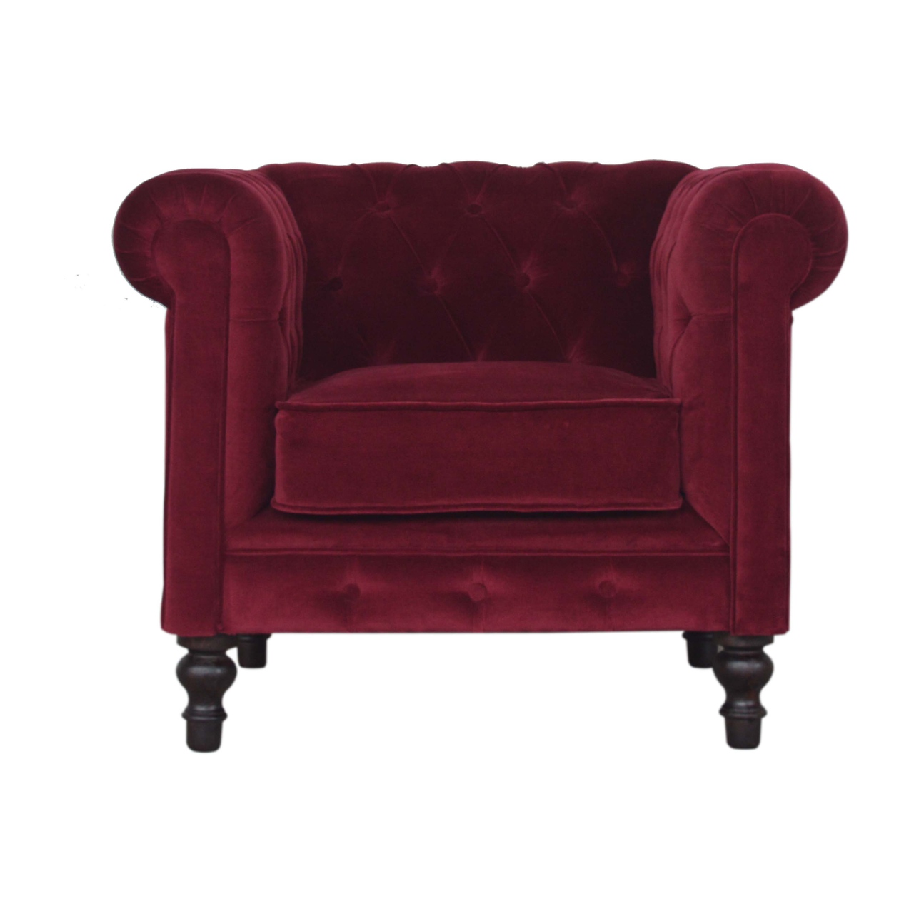 Wine Red Chesterfield Armchair - Image 2
