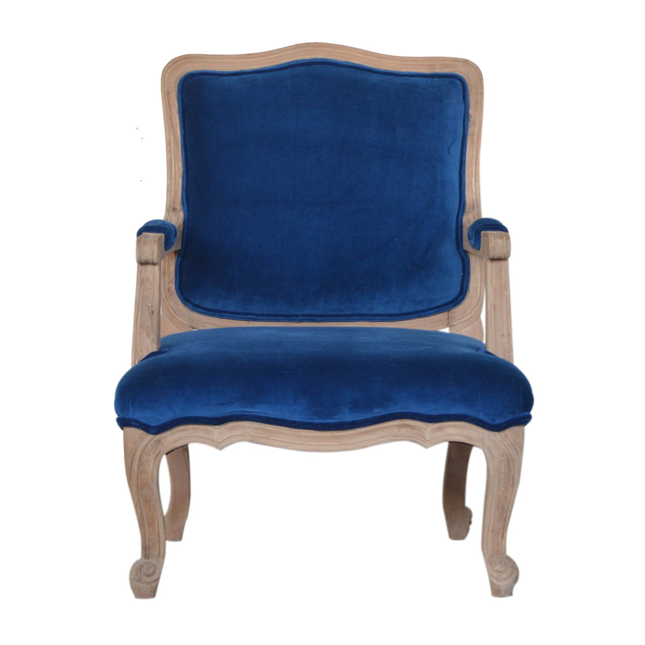 Royal Blue Velvet French Chair - Image 2