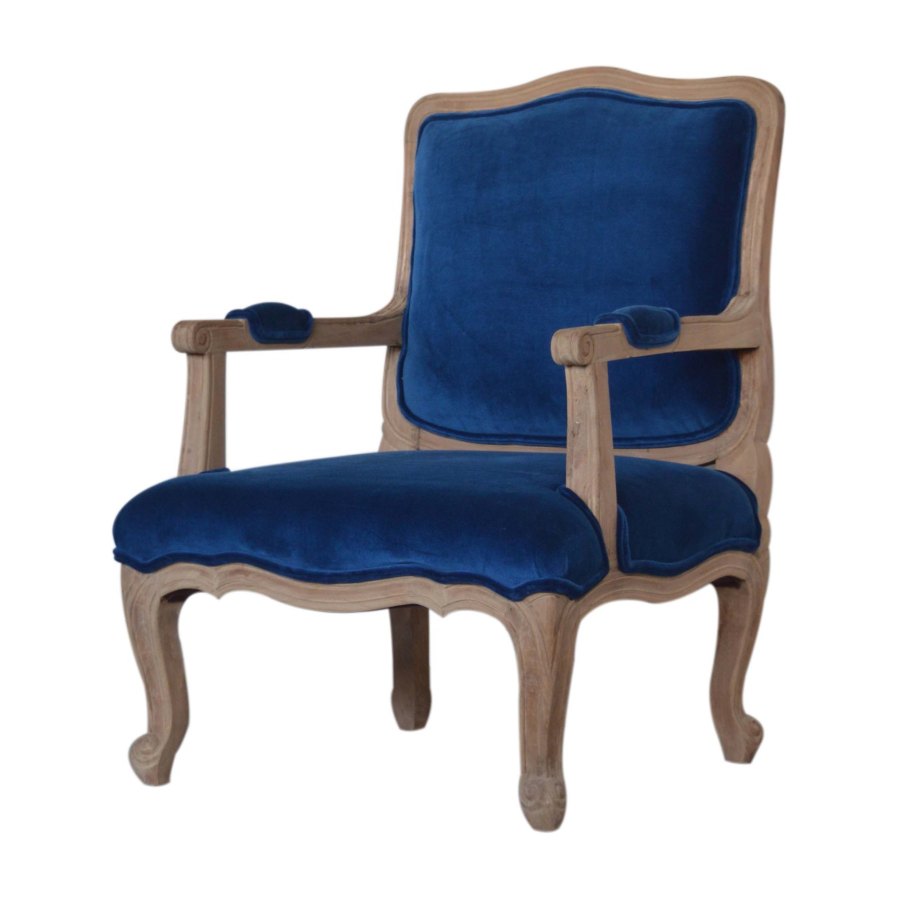 Royal Blue Velvet French Chair - Image 4