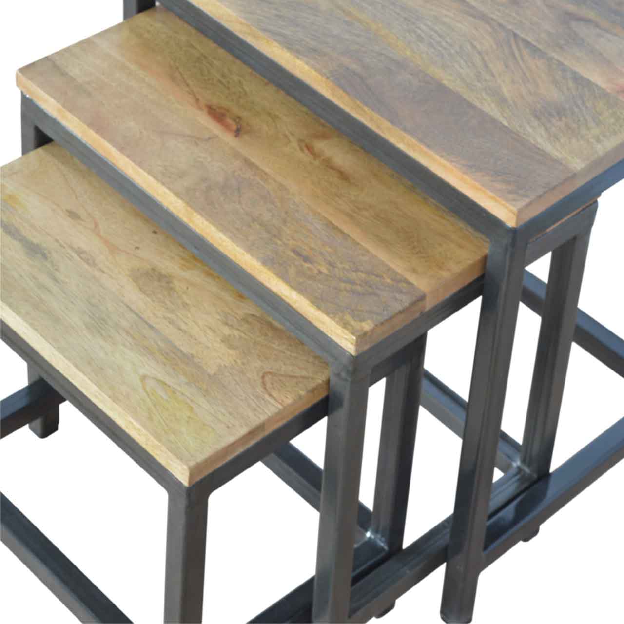 Stool Set of 3 with Iron Base - Image 6