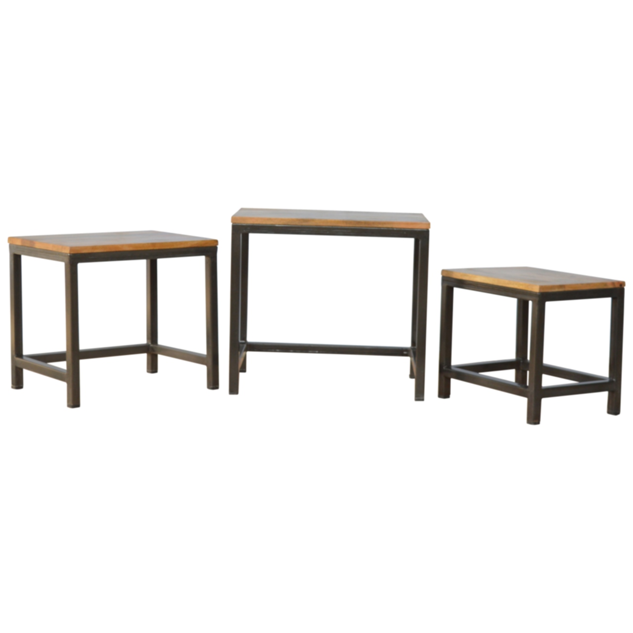 Stool Set of 3 with Iron Base - Image 9