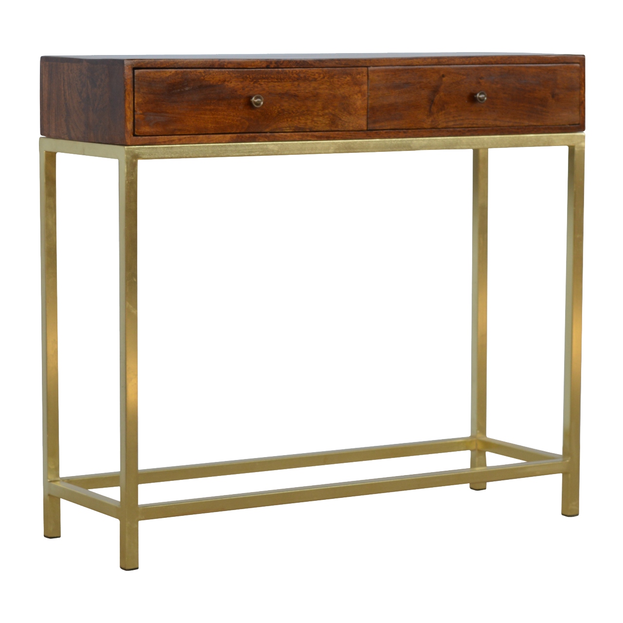 Industrial 2 Drawer Console Table with Iron Base - Image 2