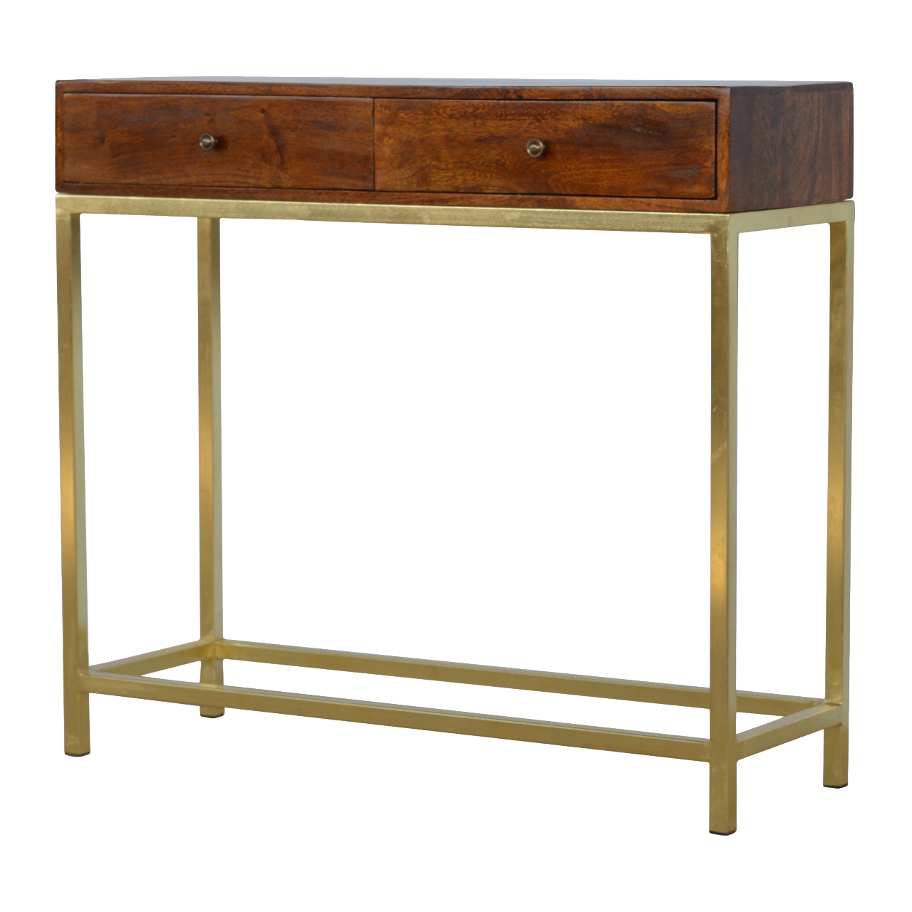 Industrial 2 Drawer Console Table with Iron Base - Image 3