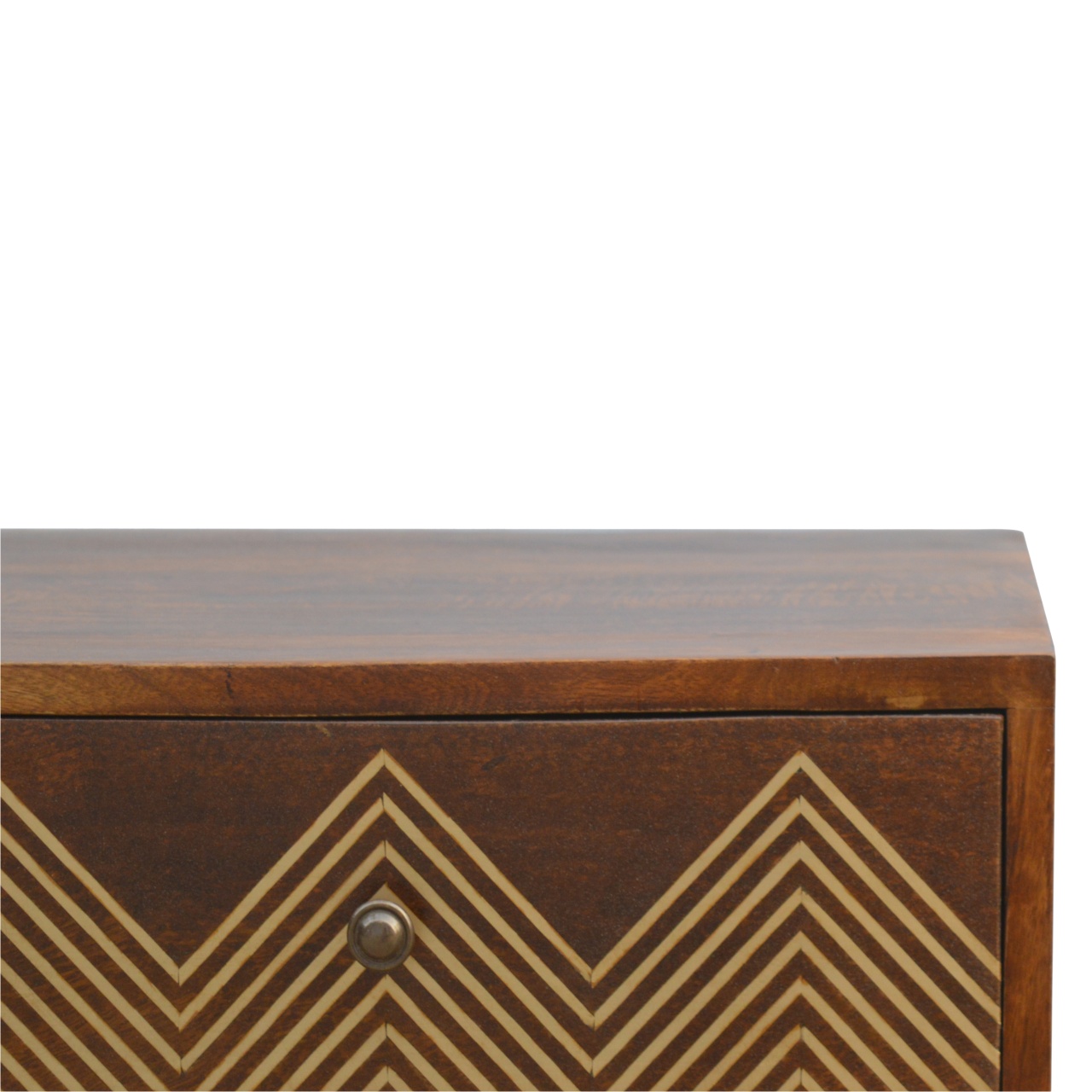 3 Drawer Brass Chevron Bedside - Image 5