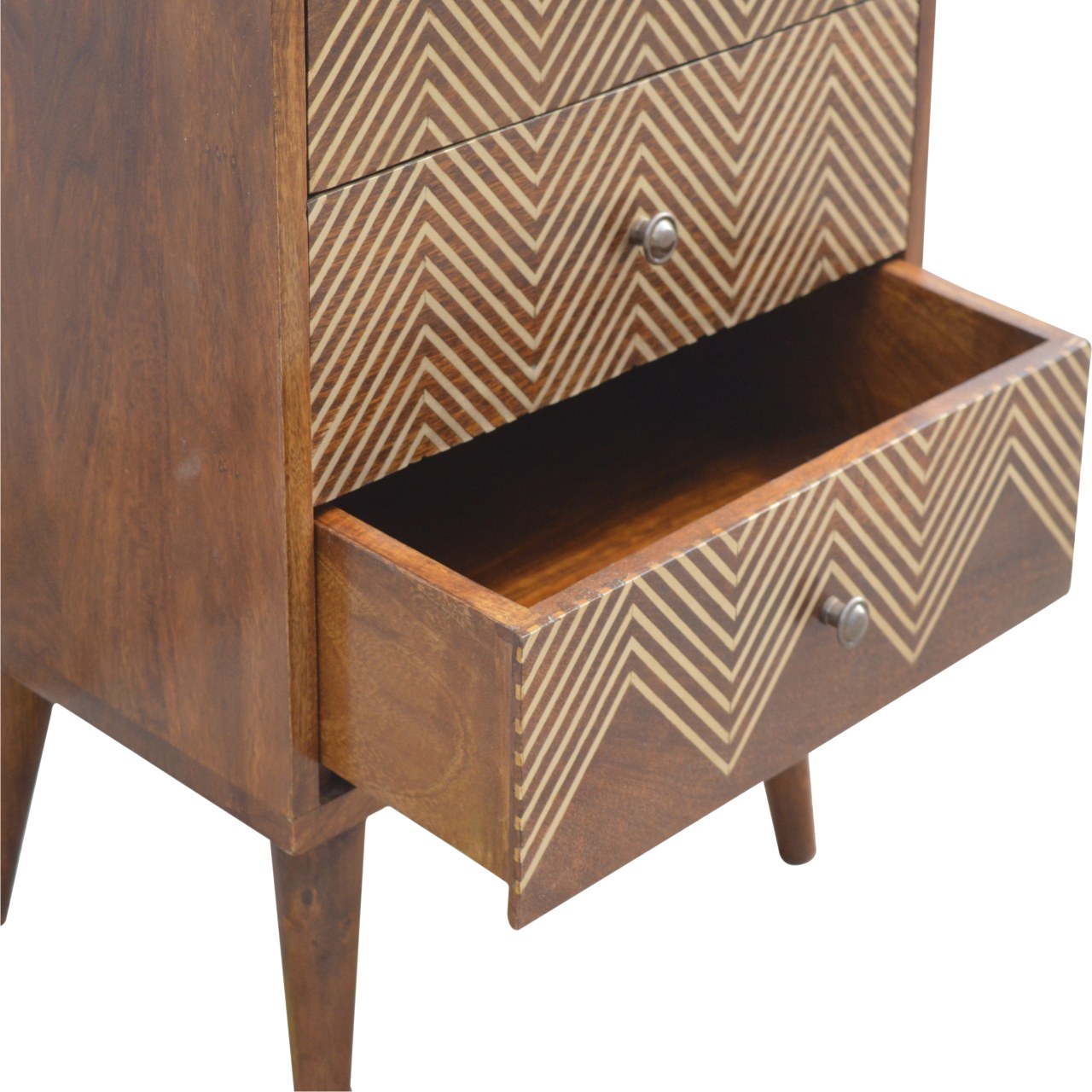 3 Drawer Brass Chevron Bedside - Image 6