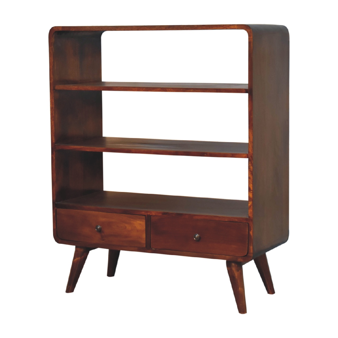Curved Chestnut Low Bookcase - Image 4