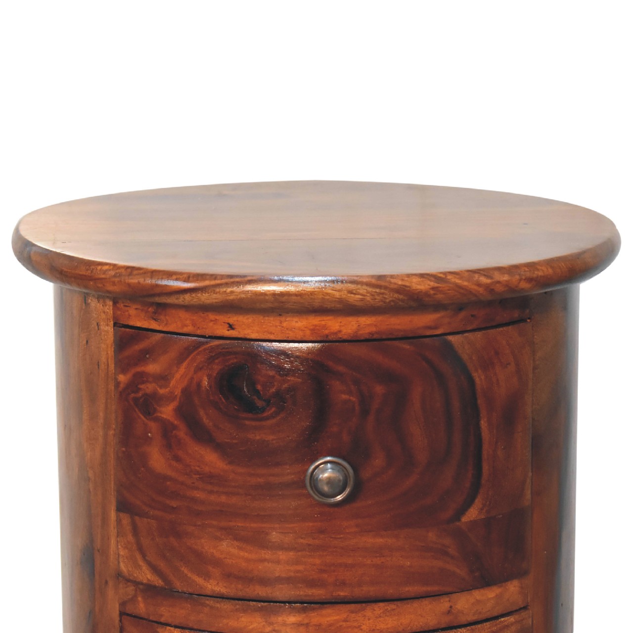 3 Drawer Chestnut Sheesham Drum - Image 4