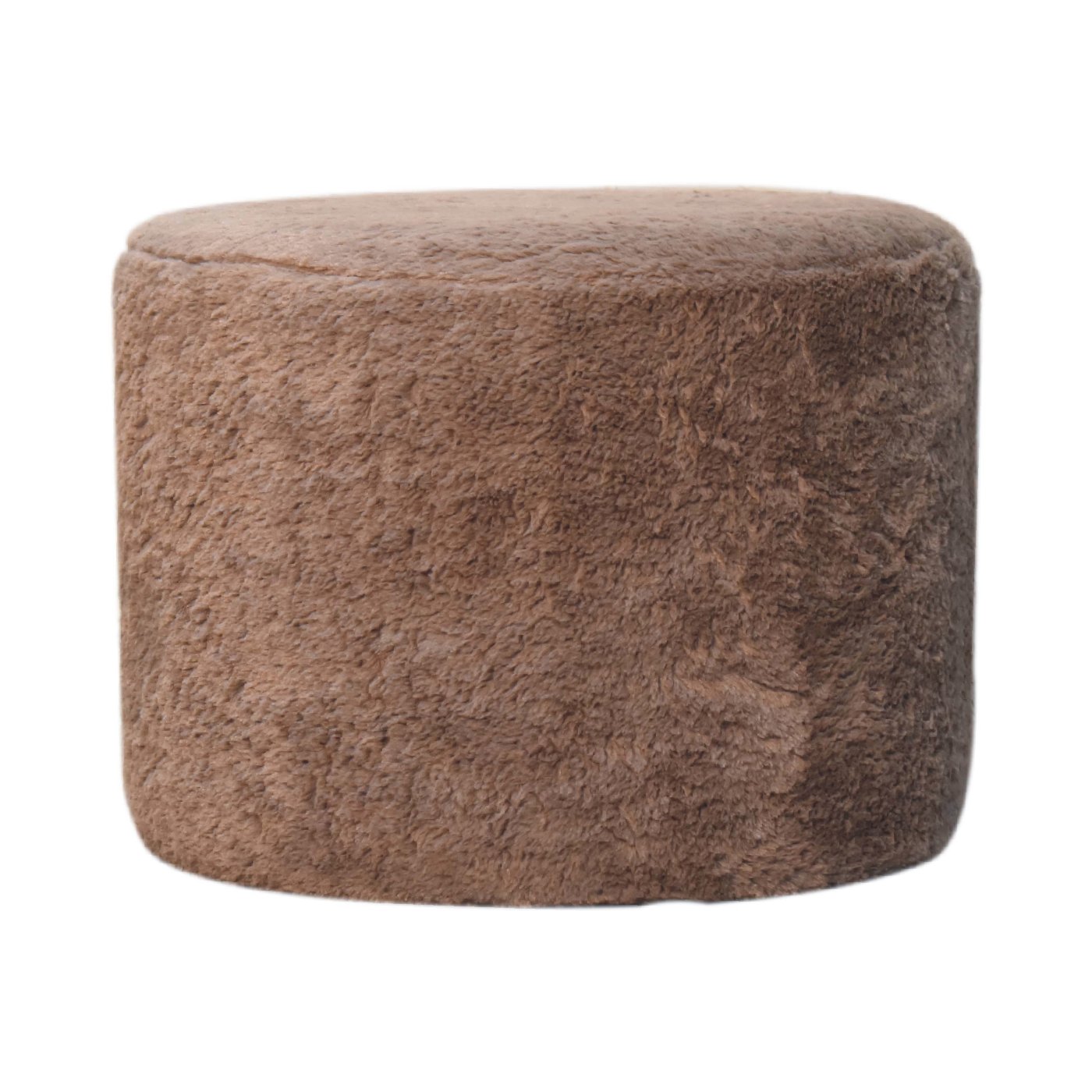 Mocha Faux Fur Round Footstool - Image 2