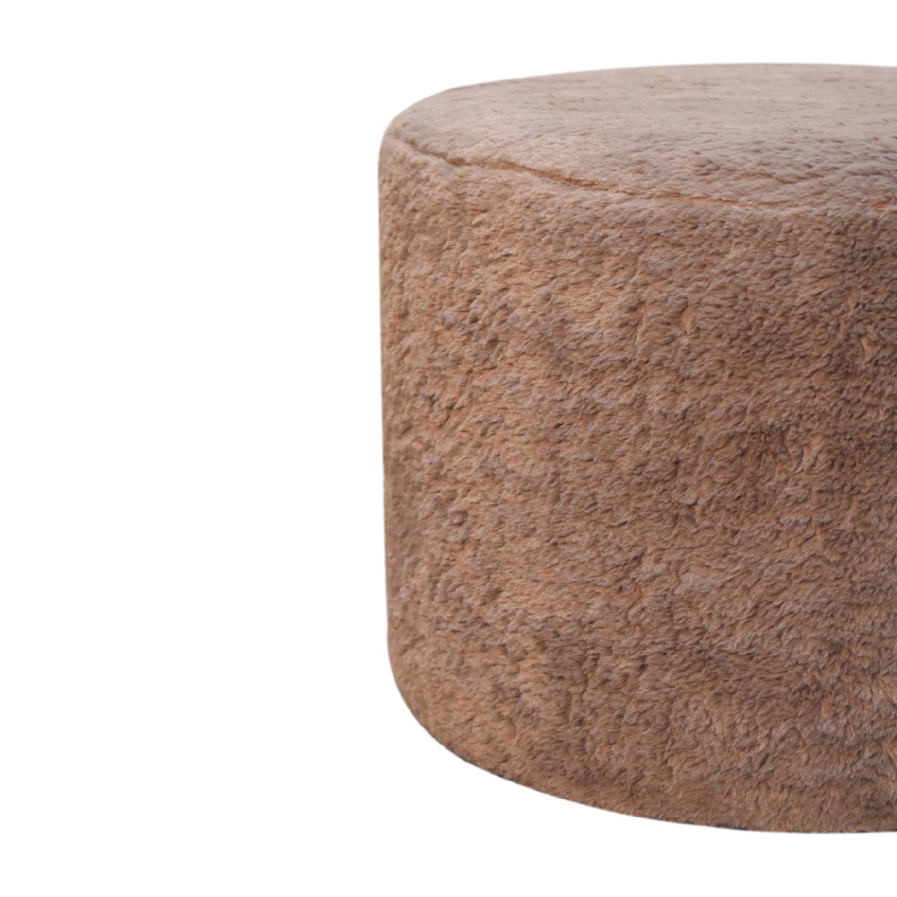 Mocha Faux Fur Round Footstool - Image 4
