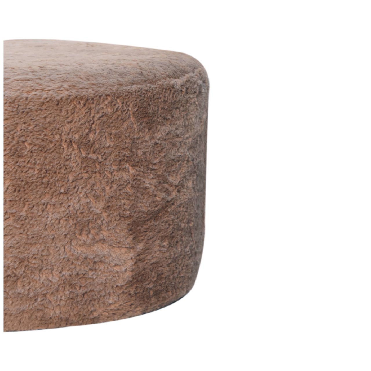 Mocha Faux Fur Round Footstool - Image 6