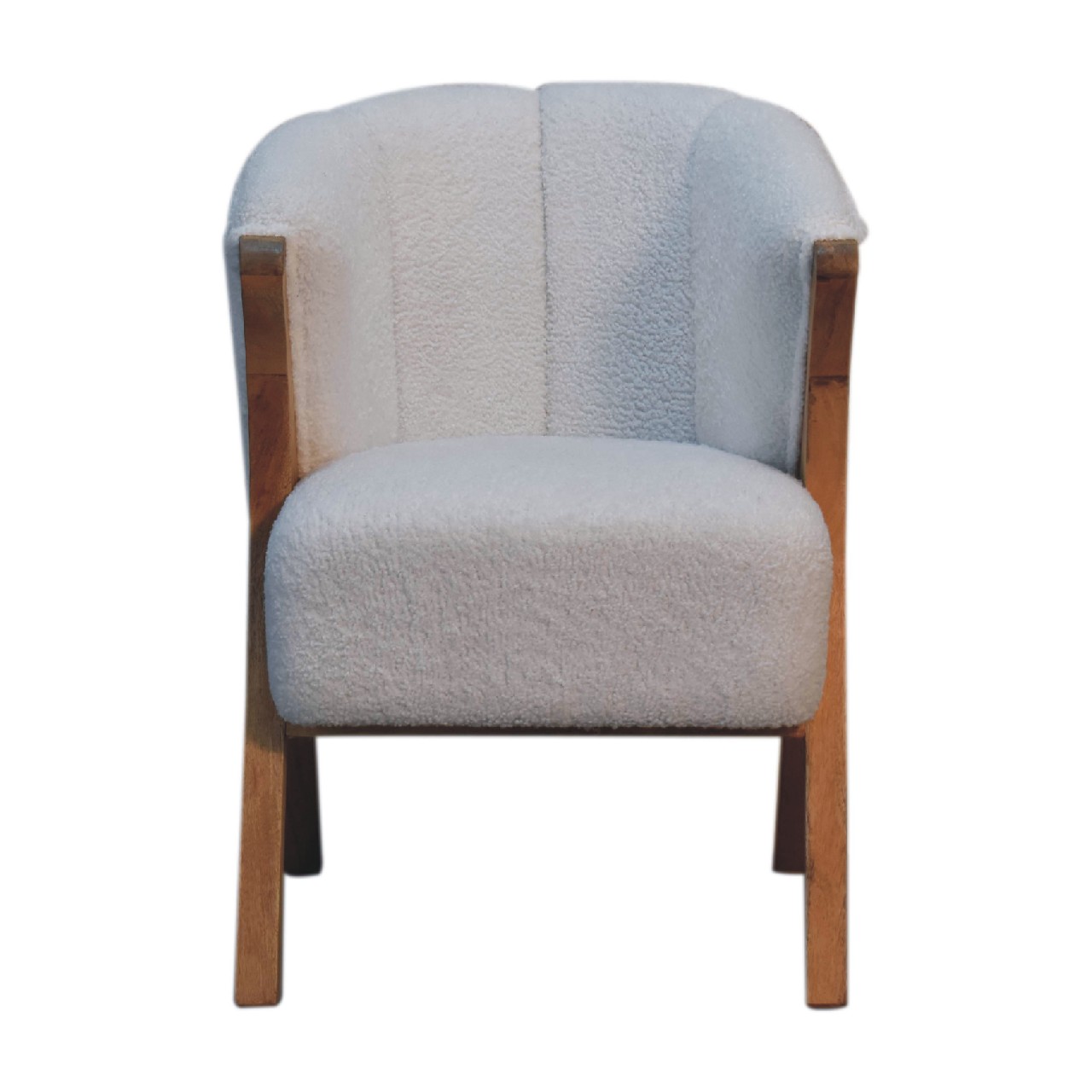 White Boucle Minimalistic Chair - Image 2