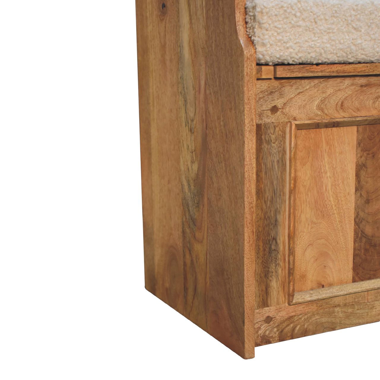 Cream Boucle Mini Monks Bench - Image 8