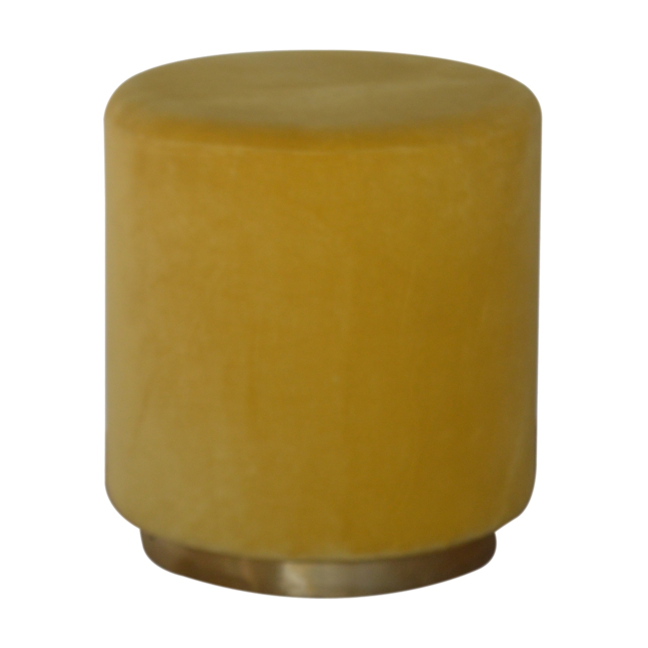 IN818 - Mustard Velvet Footstool with Gold Base - Image 2