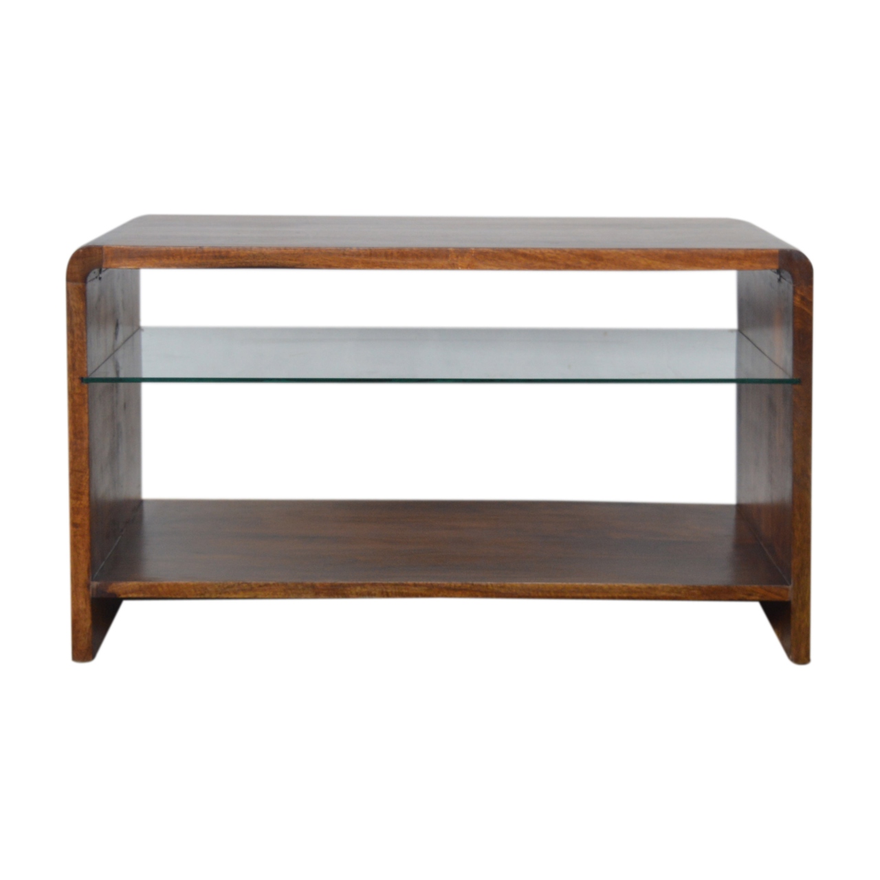 Chestnut Glass Shelf Coffee Table - Image 2