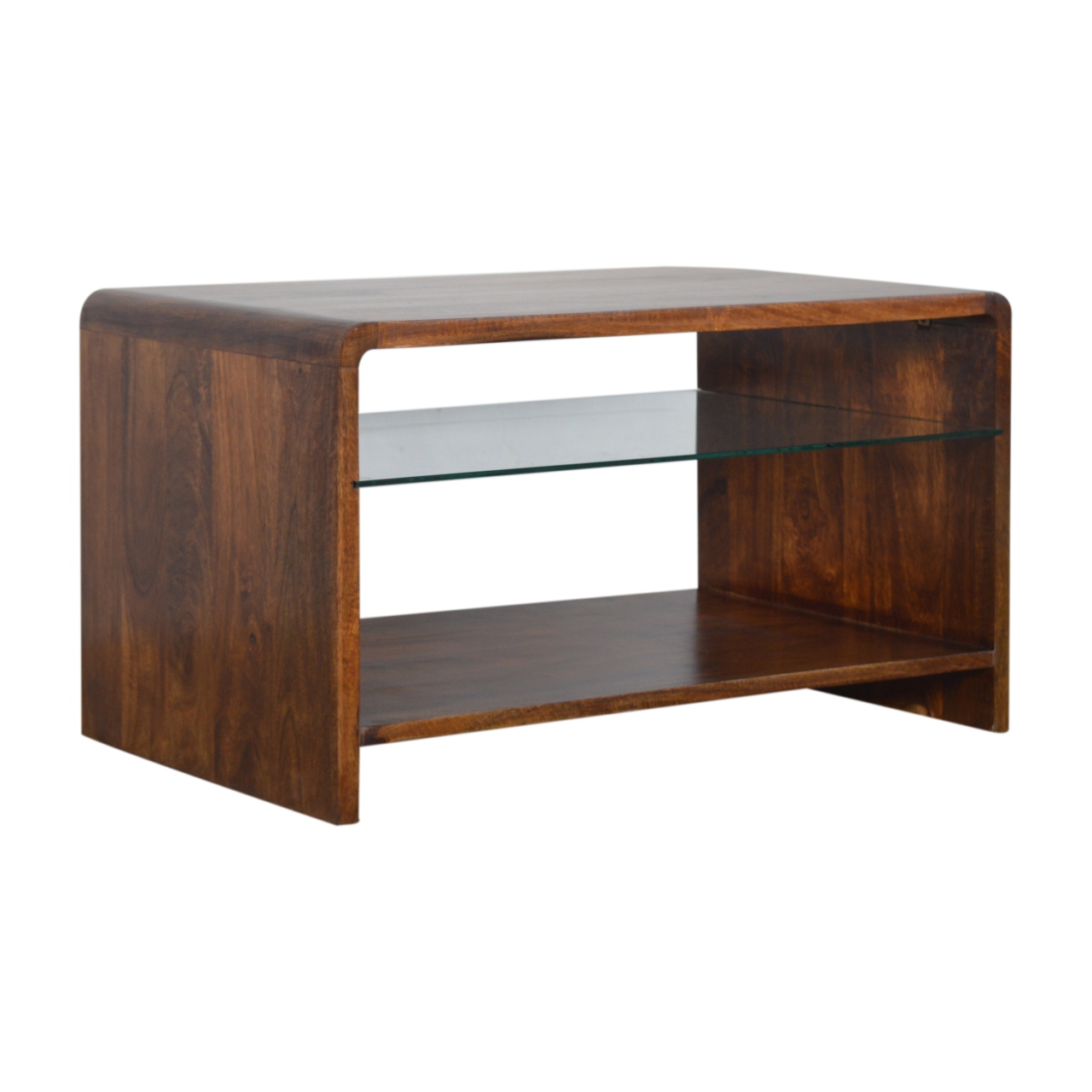 Chestnut Glass Shelf Coffee Table - Image 3