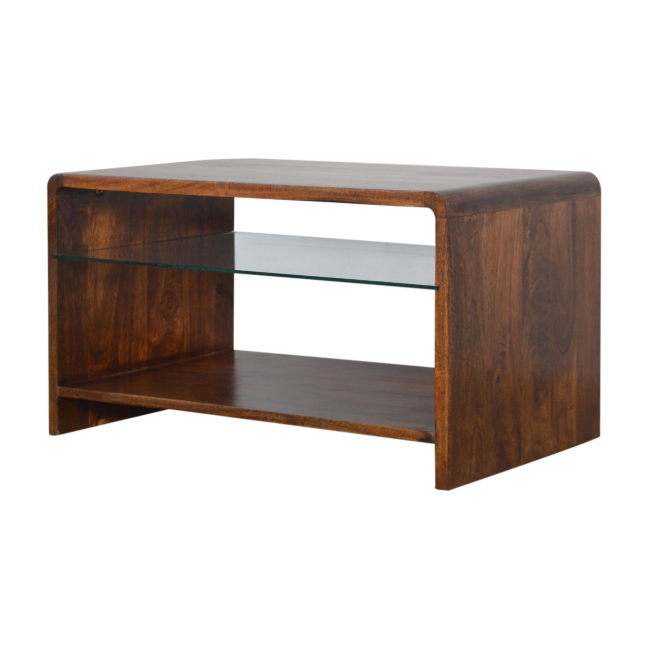 Chestnut Glass Shelf Coffee Table - Image 4