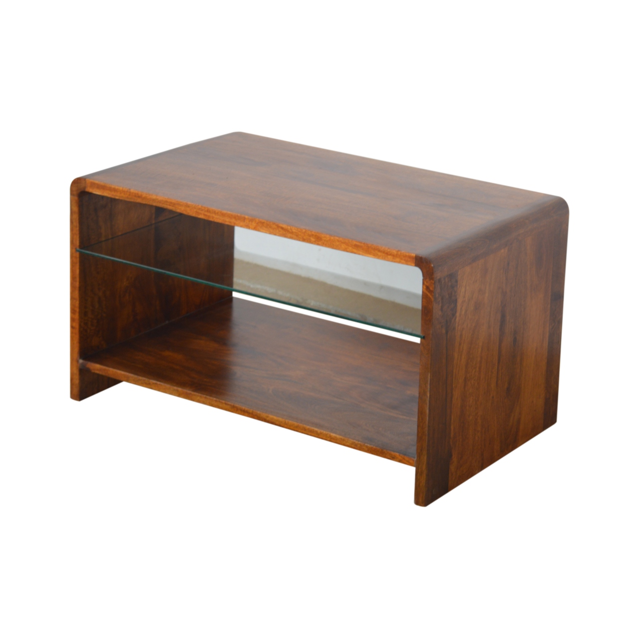 Chestnut Glass Shelf Coffee Table - Image 5