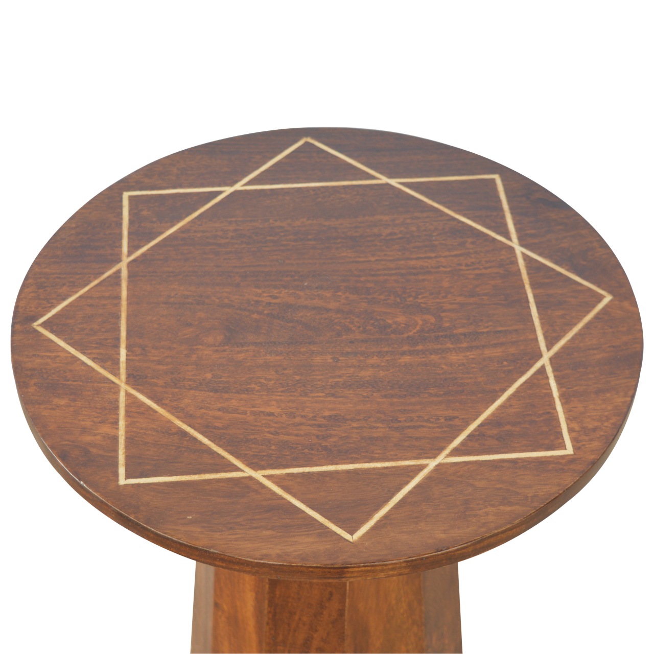 Geometric Brass Inlay End Table - Image 3