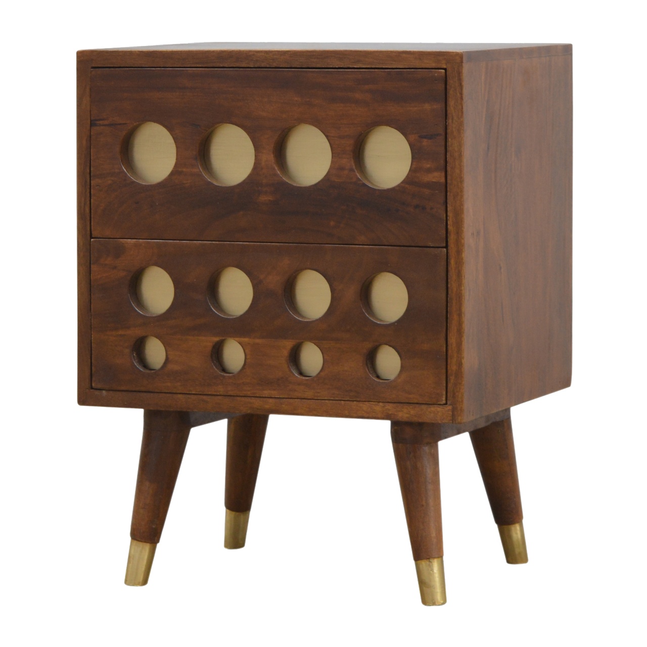 Chestnut Brass Cut-out Bedside - Image 2