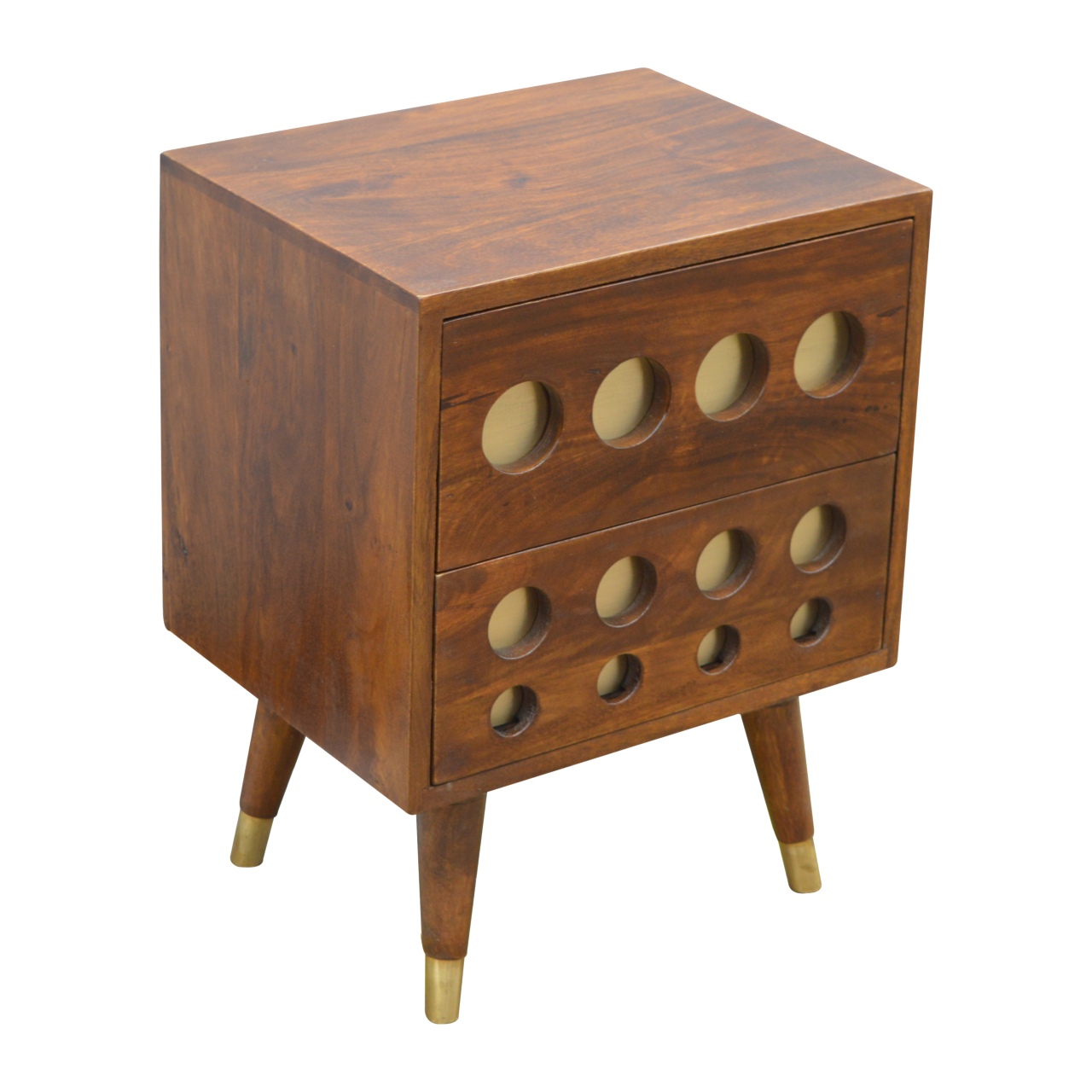 Chestnut Brass Cut-out Bedside - Image 4