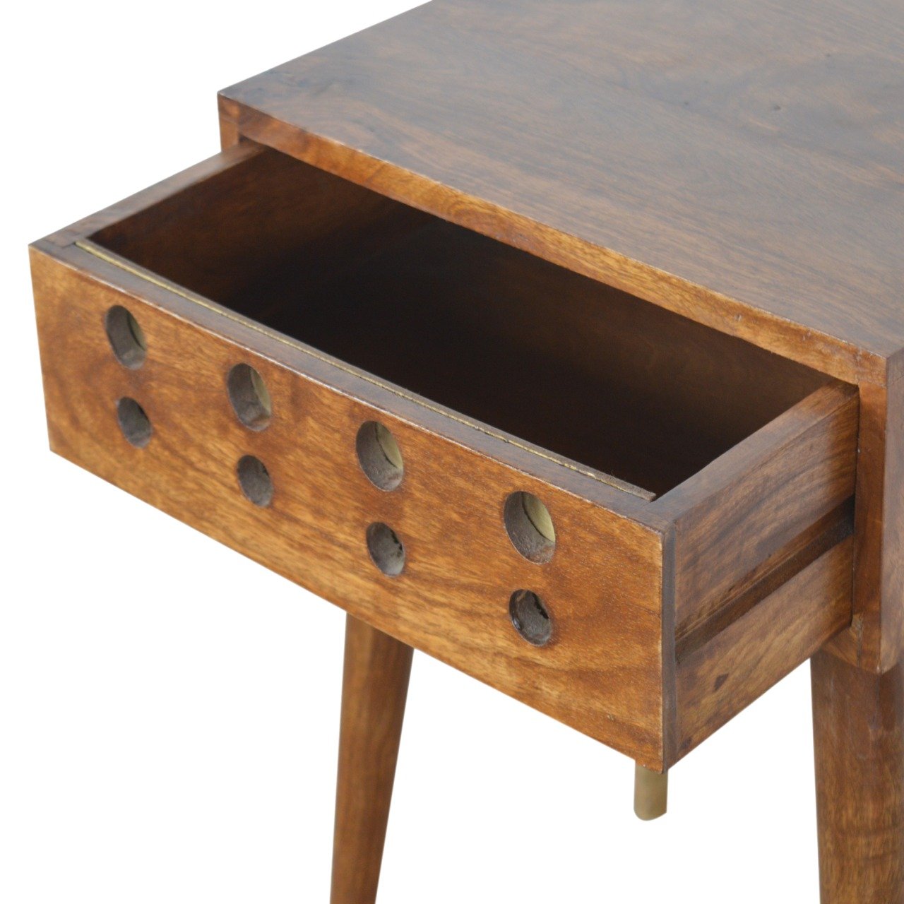Chestnut Brass Cut out Bedside - Image 5