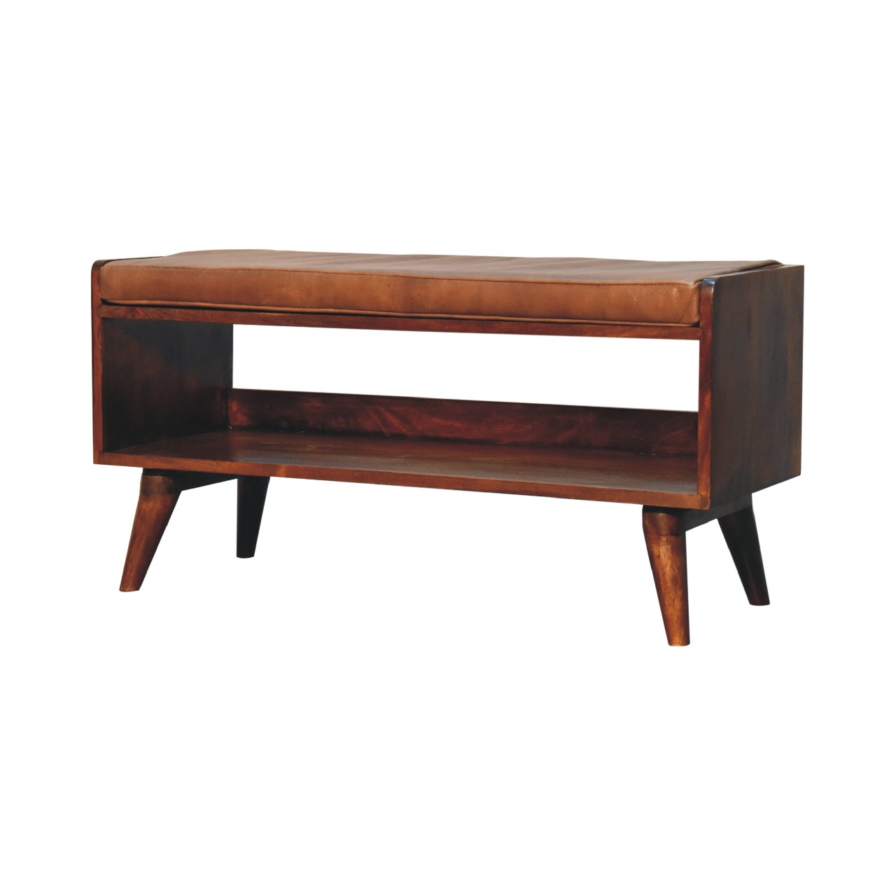 Chestnut Bench with Brown Leather Seatpad - Image 4