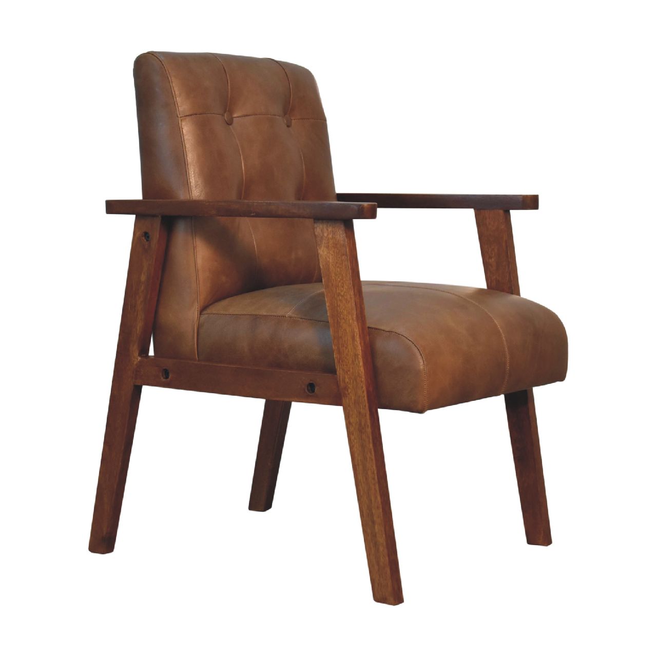Brown Buffalo Leather Chair - Image 3