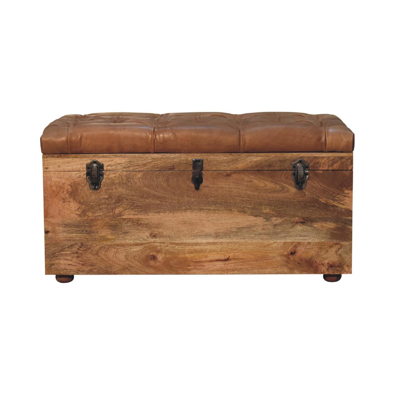 Buffalo Hide Oak-ish Storage Trunk - Image 2