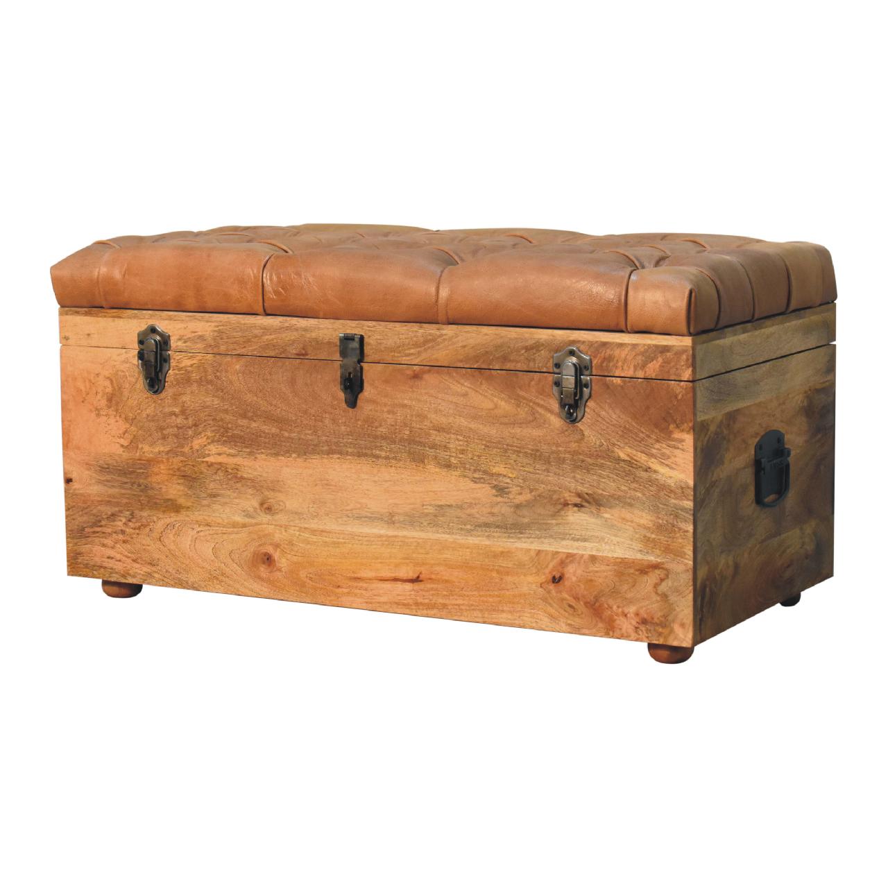 Buffalo Hide Oak-ish Storage Trunk - Image 3